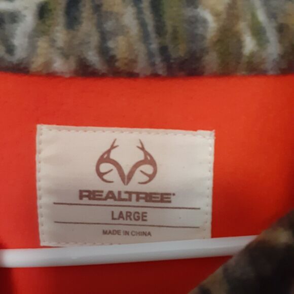 RealTree Fleece Jacket Mens L Camo Orange Hunting Full Zip Outdoors - Picture 5 of 8